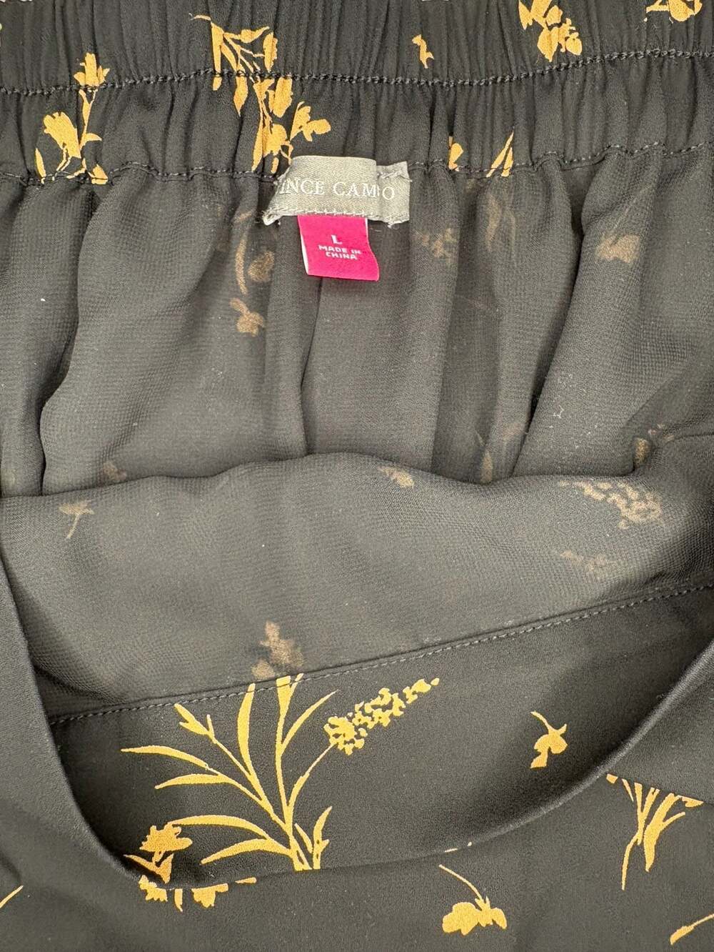 Vince Camuto Women's Black and Tan Floral Print Pull-On Midi Skirt - Picture 3 of 3